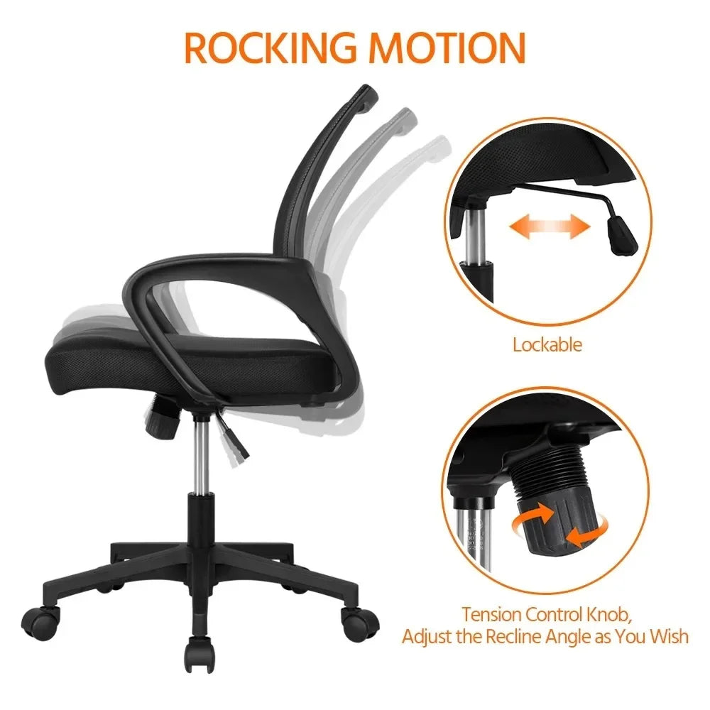 Adjustable Mid Back Mesh Swivel Office/Gaming Chair With Cushion