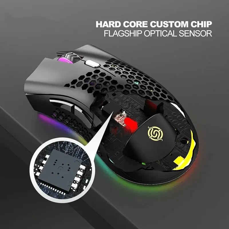 BM600 Rechargeable Gaming Mouse | RGB Light Honeycomb Gaming Mouse